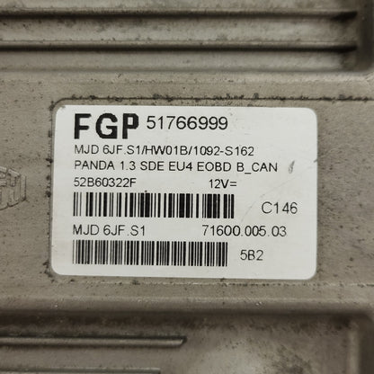FIAT PANDA 1.3 ECU / 51766999 / MJD 6JF.S1 / HW01B / 71600.005.03 / MAGNETI - B11-07 - 2