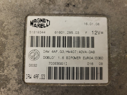 FIAT DOBLO BIPOWER ECU / IAW 4AF.G3 / 51819344 / HW407 / 61601.295.03