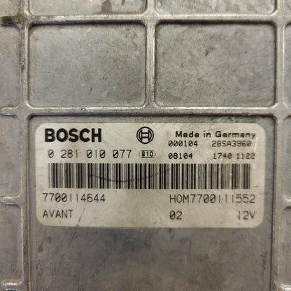 Renault Scenic 1.9 ECU / 0281010077 / 7700114644 / HOM7700111552 / BOSCH