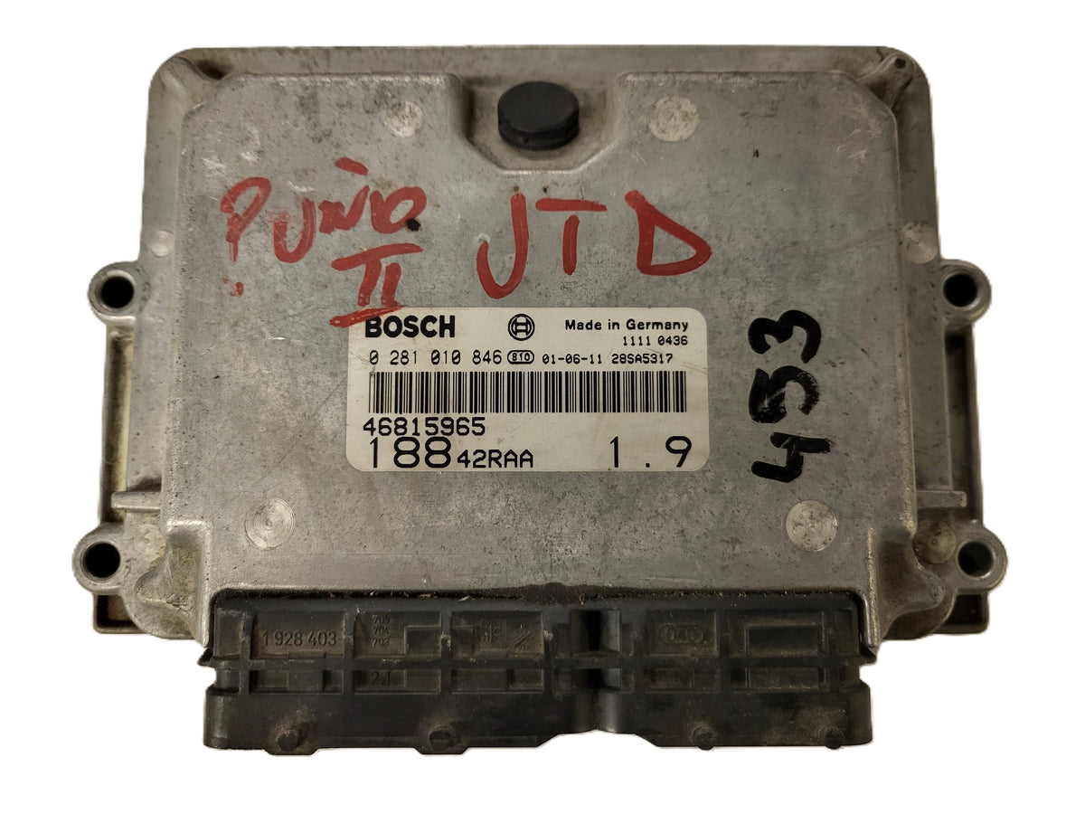3x FIAT PUNTO 2 188 1.9 JTD ECU / 0281010846 / 46815965 / BOSCH BULK STOCK