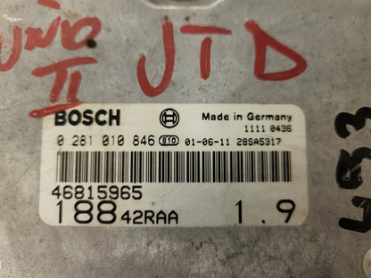3x FIAT PUNTO 2 188 1.9 JTD ECU / 0281010846 / 46815965 / BOSCH BULK STOCK