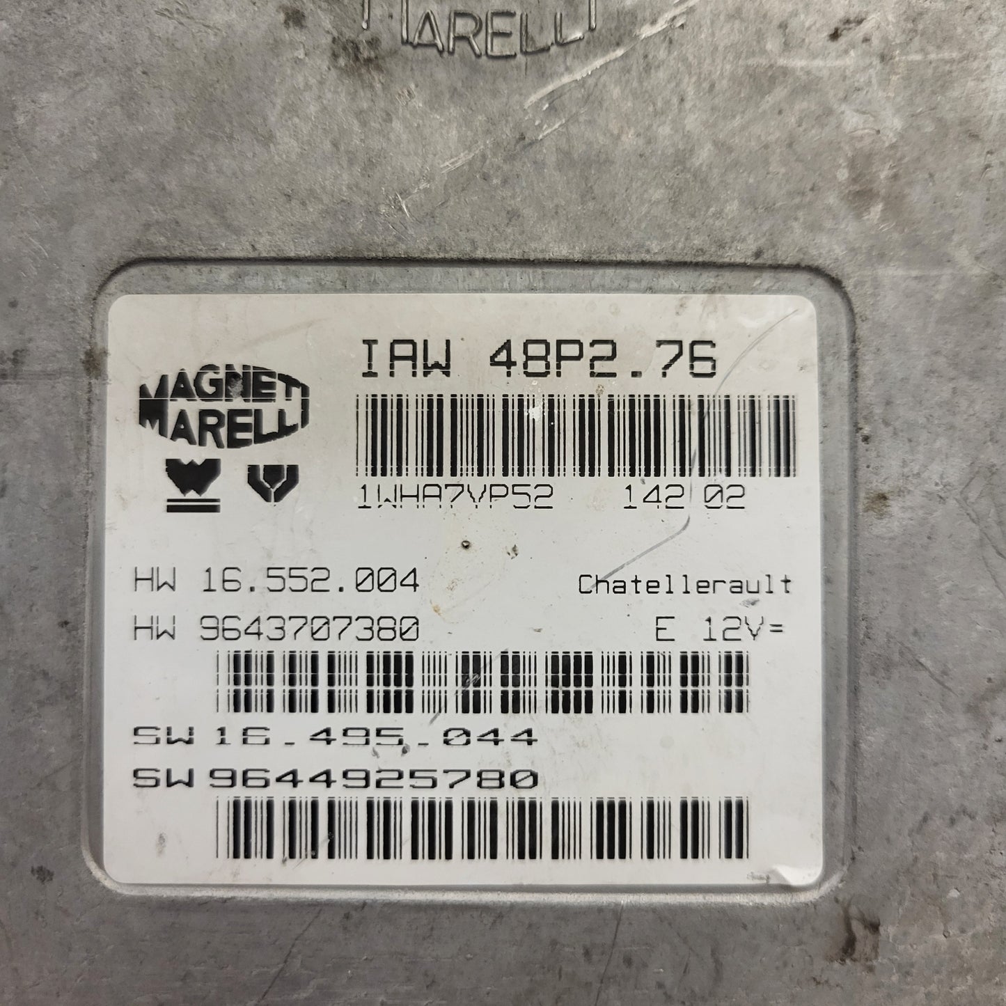 PEUGEOT 206 ECU / IAW 48P2.76 / 9643707380 / 9644925780 / MAGNETI MARELLI
