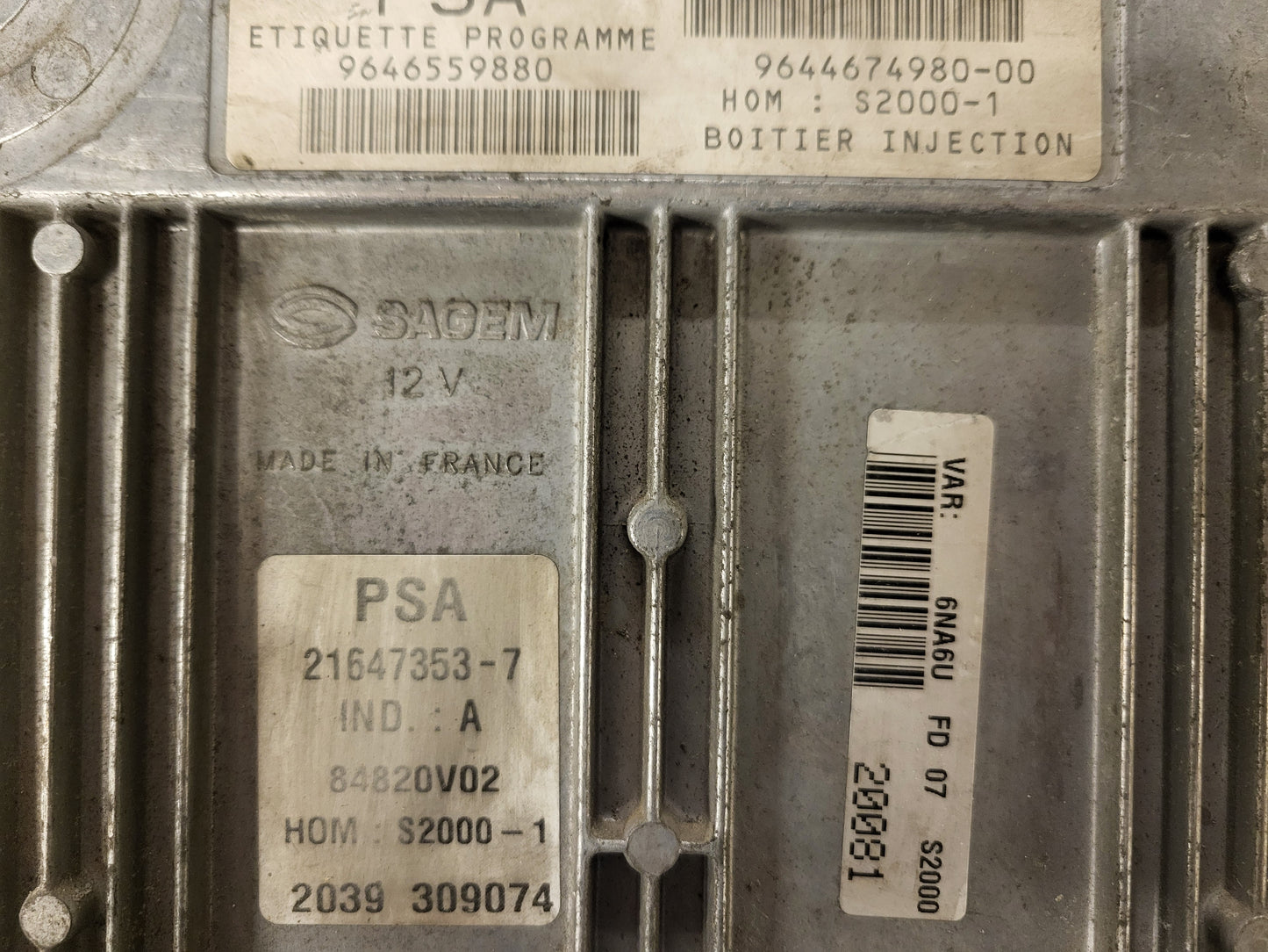 CITROEN PSA ECU 9646559880 / 9644674980-00 / 21647353-7 / SAGEM