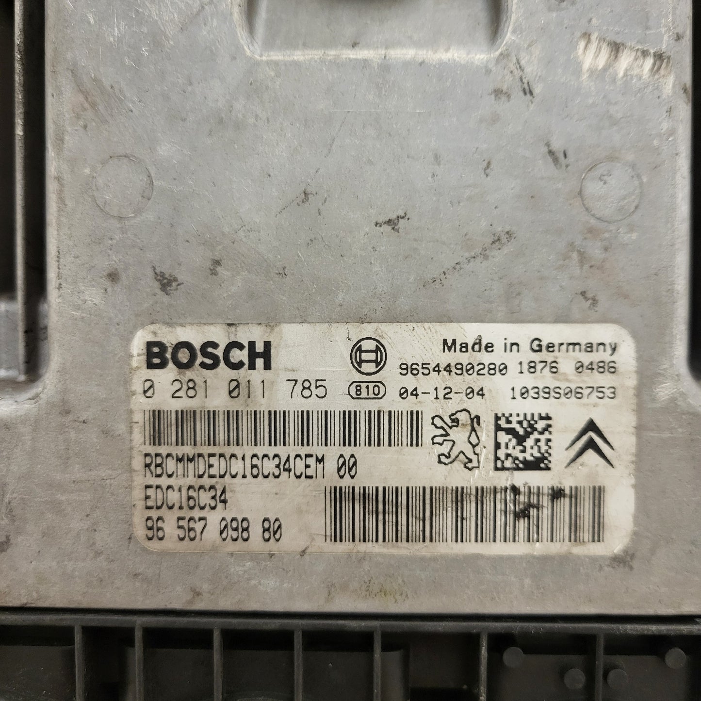 Peugeot Citroen ECU / 0281011785 / 9656709880 / 9654490280 / EDC16C34 / BOSCH