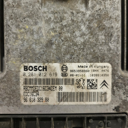 PEUGEOT CITROEN ECU / 0281012619 / 9661032980 / EDC16C34 / BOSCH