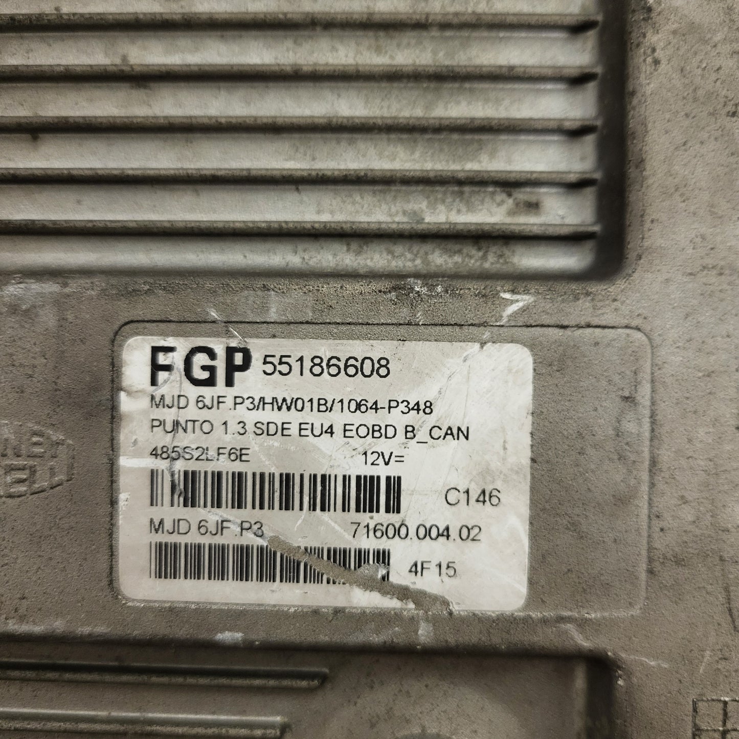 Fiat Punto 1.3 ECU / 55186608 / MJD 6JF.P3 / HW01B / MAGNETI MARELLI