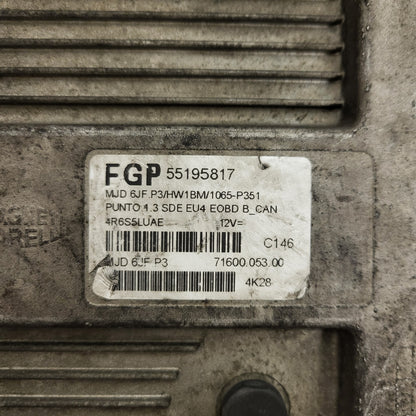 Fiat Punto ECU / MJD 6JF.P3 / 55195817 / HW01B / 71600.004.04 / MAGNETI MARELLI