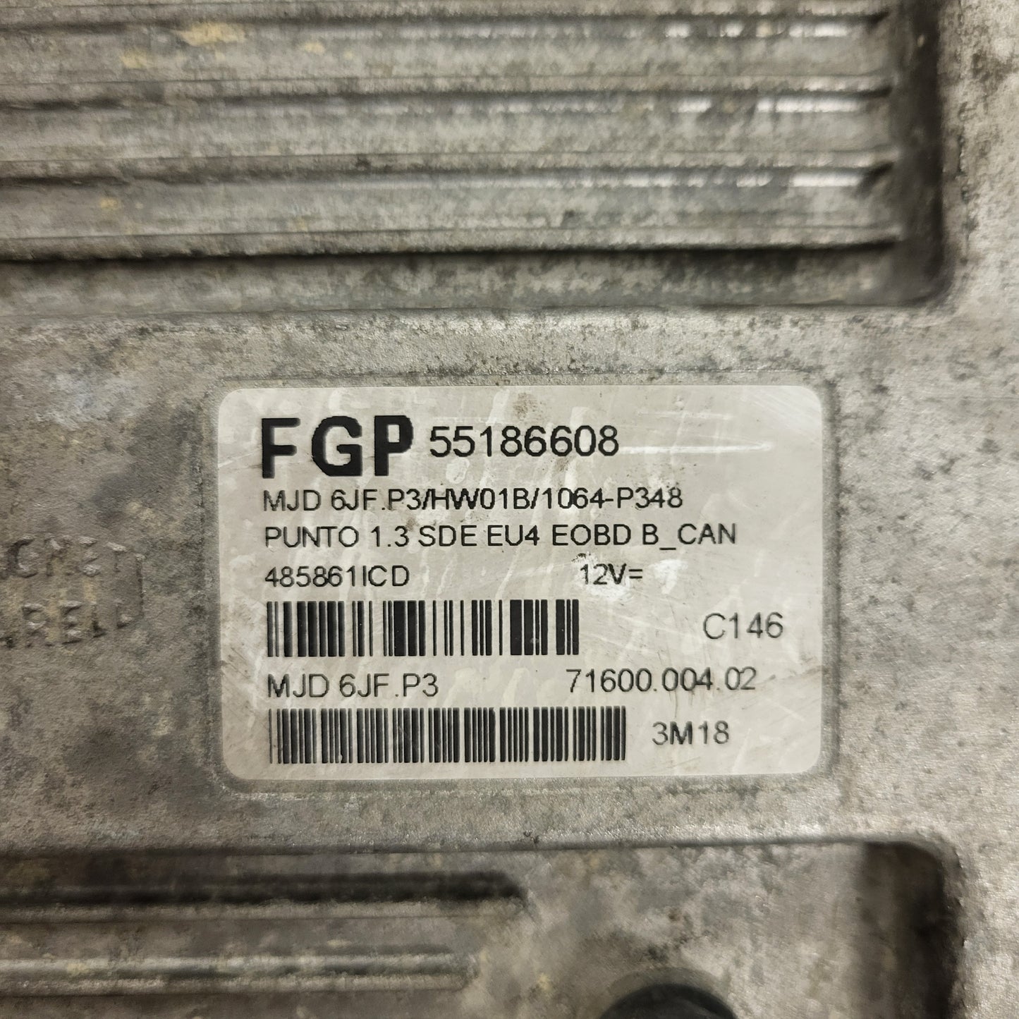 Fiat Punto 1.3 ECU / 55186608 / MJD 6JF.P3 / HW01B / MAGNETI MARELLI