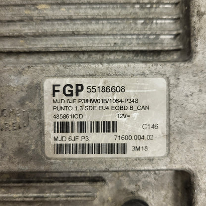 Fiat Punto 1.3 ECU / 55186608 / MJD 6JF.P3 / HW01B / MAGNETI MARELLI