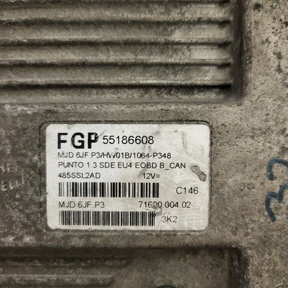 Fiat Punto 1.3 ECU / 55186608 / MJD 6JF.P3 / HW01B / MAGNETI MARELLI