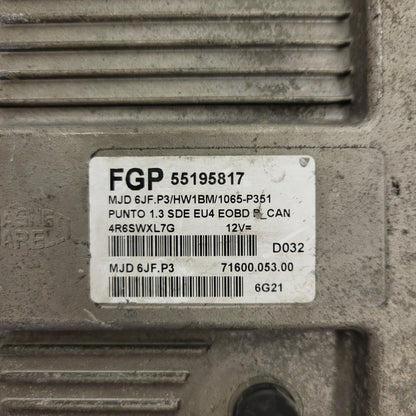 Fiat Punto ECU / MJD 6JF.P3 / 55195817 / HW01B / 71600.004.04 / MAGNETI MARELLI