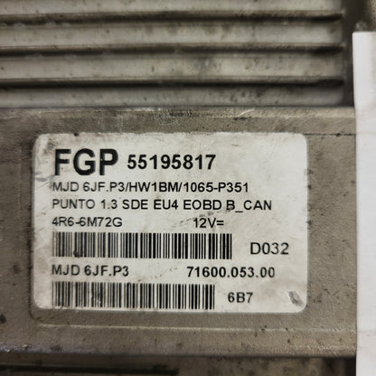 Fiat Punto ECU / MJD 6JF.P3 / 55195817 / HW01B / 71600.004.04 / MAGNETI MARELLI