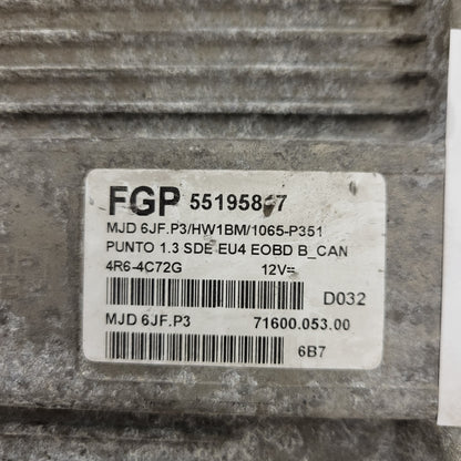 Fiat Punto ECU / MJD 6JF.P3 / 55195817 / HW01B / 71600.004.04 / MAGNETI MARELLI