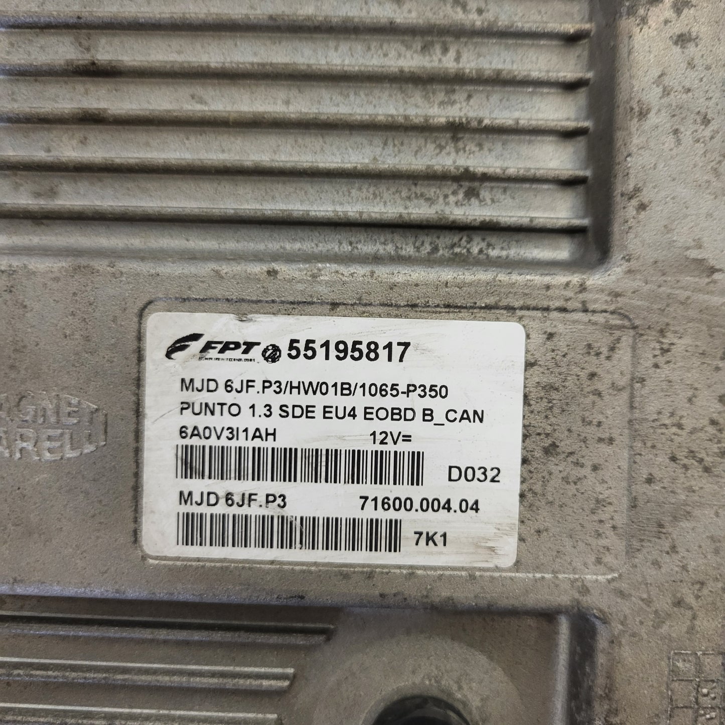Fiat Punto ECU / MJD 6JF.P3 / 55195817 / HW01B / 71600.004.04 / MAGNETI MARELLI