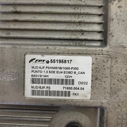 Fiat Punto ECU / MJD 6JF.P3 / 55195817 / HW01B / 71600.004.04 / MAGNETI MARELLI