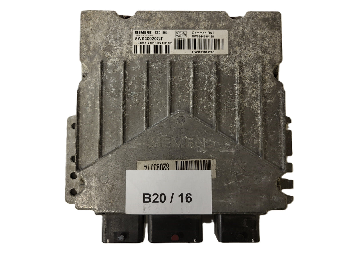PEUGEOT ECU / 5WS40020G-T / SW9644895180 / HW9641849280 / SIEMENS - B20-16 - 1