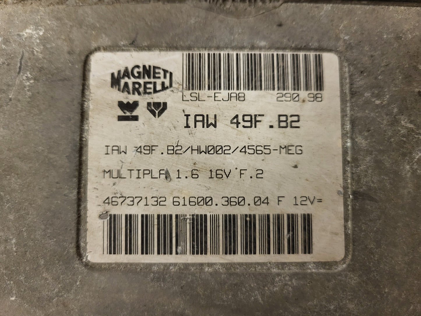 FIAT MULTIPLA 1.6 ECU / IAW 49F.B2 / 46737132 / HW002 / 61600.360.04 / MAGNETI