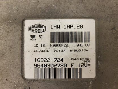 PEUGEOT CITROEN ECU / 1AP.20 / 9640302780 / 16322.724 / MAGNETI MARELLI