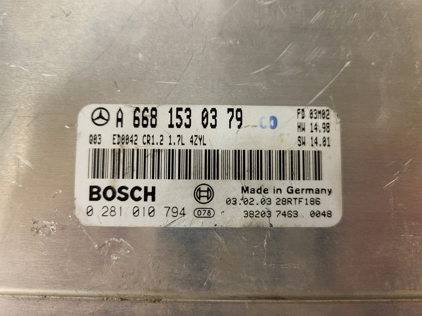 MERCEDES W168 ECU / A6681530379 / 0281010794 / ED0042 / CR1.2 / BOSCH