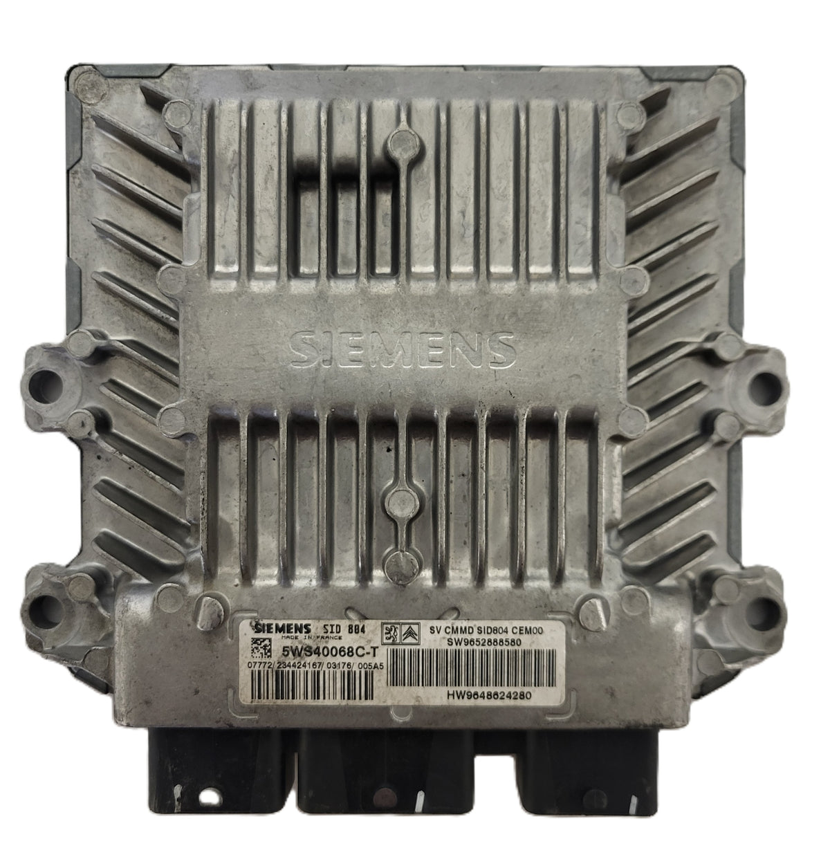 PEUGEOT CITROEN ECU / 5WS40068C-T / 9652888580 / 9648624280 / SID804 / SIEMENS - B22-17 - 1