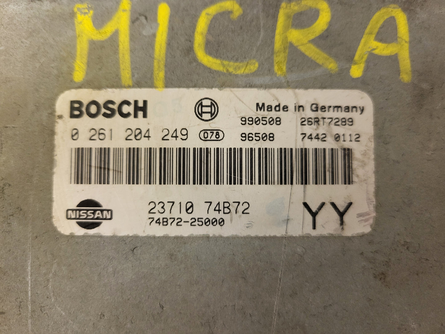 NISSAN MICRA ECU / 0261204249 / 23710 74B72 / 74B72-25000 / 2371074B72 / BOSCH