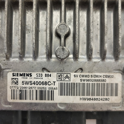 PEUGEOT CITROEN ECU / 5WS40068C-T / 9652888580 / 9648624280 / SID804 / SIEMENS