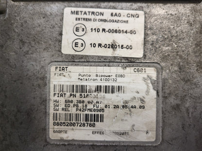 Fiat Punto ECU / 51803158 / 4100132 / 110R-006014-00 / 10R-026015-00 / METATRON