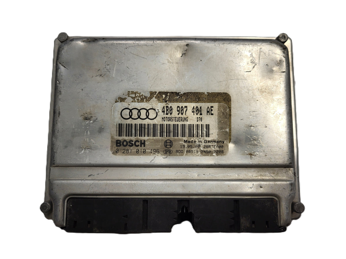 VW AUDI SEAT ŠKODA ECU / 4B0907401AE / 0281010496 / BOSCH - B25-17 - 1