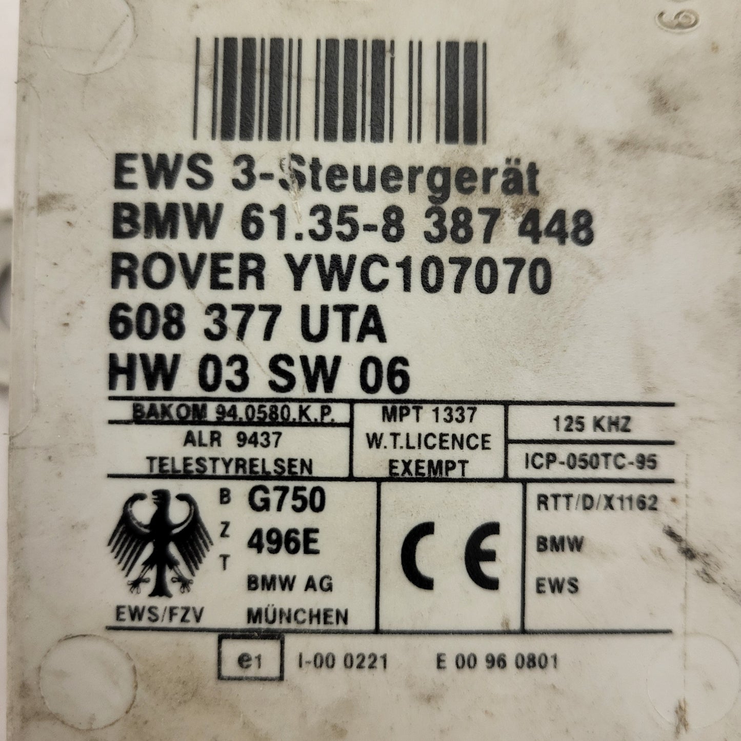 BMW E46 E39 ROVER 75 IMMOBILIZER ECU / YWC107070 / 61.35-8 387448 / 61.35-8387448