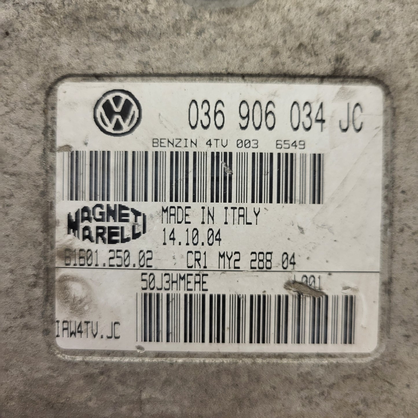 VW POLO ECU / 036906034JC / IAW 4TV.JC / 61601.250.02 / MAGNETI MARELLI