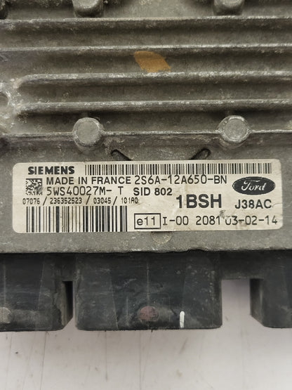 FORD FIESTA ECU / 2S6A-12A650-BN / 5WS40027-T / 1BSH / SID802 / 1BSH / SIEMENS - B27-03 - 2