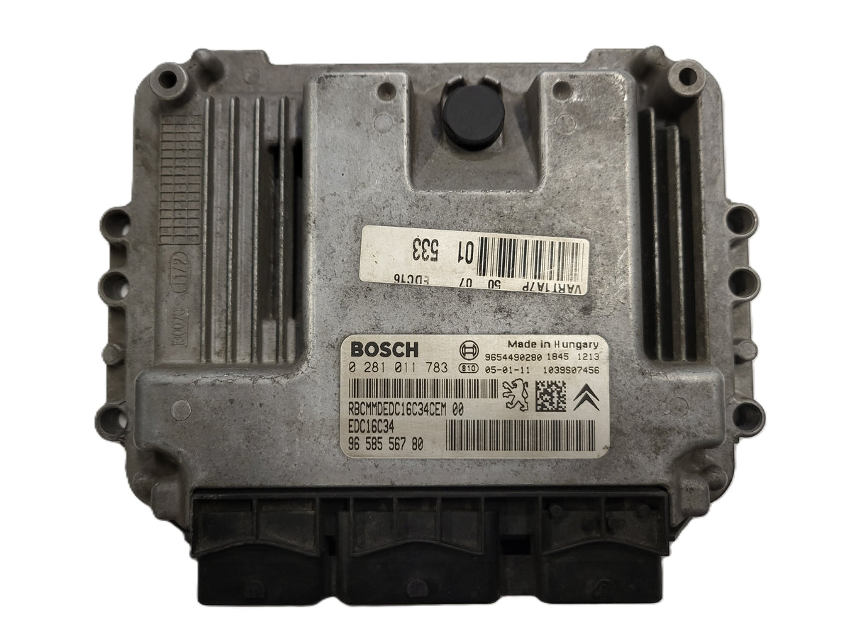 Peugeot Citroen ECU / 0281011783 / 96556780 / EDC16C34 / 9654490280 / BOSCH - B27-04 - 1