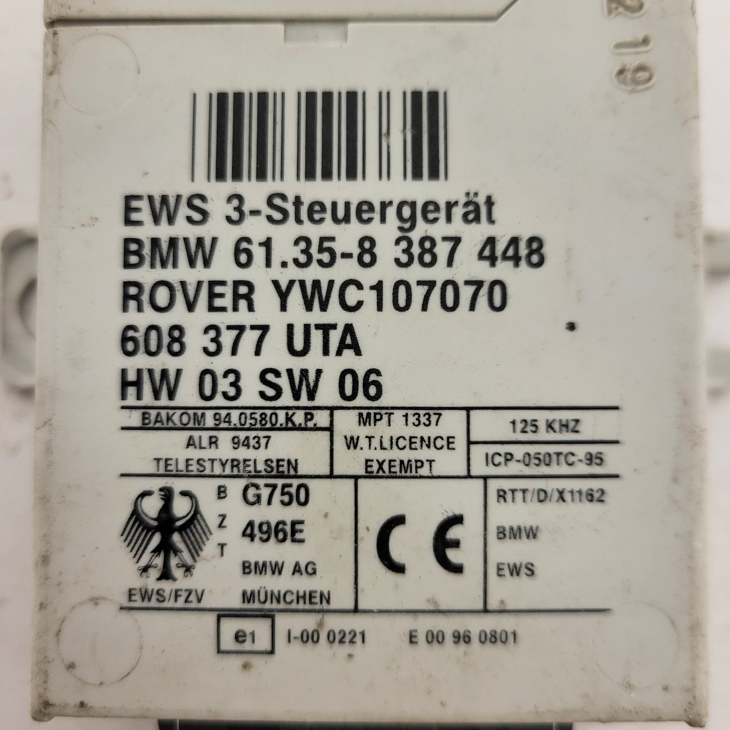 BMW E46 E39 ROVER 75 IMMOBILIZER ECU / YWC107070 / 61.35-8 387448 / 61.35-8387448