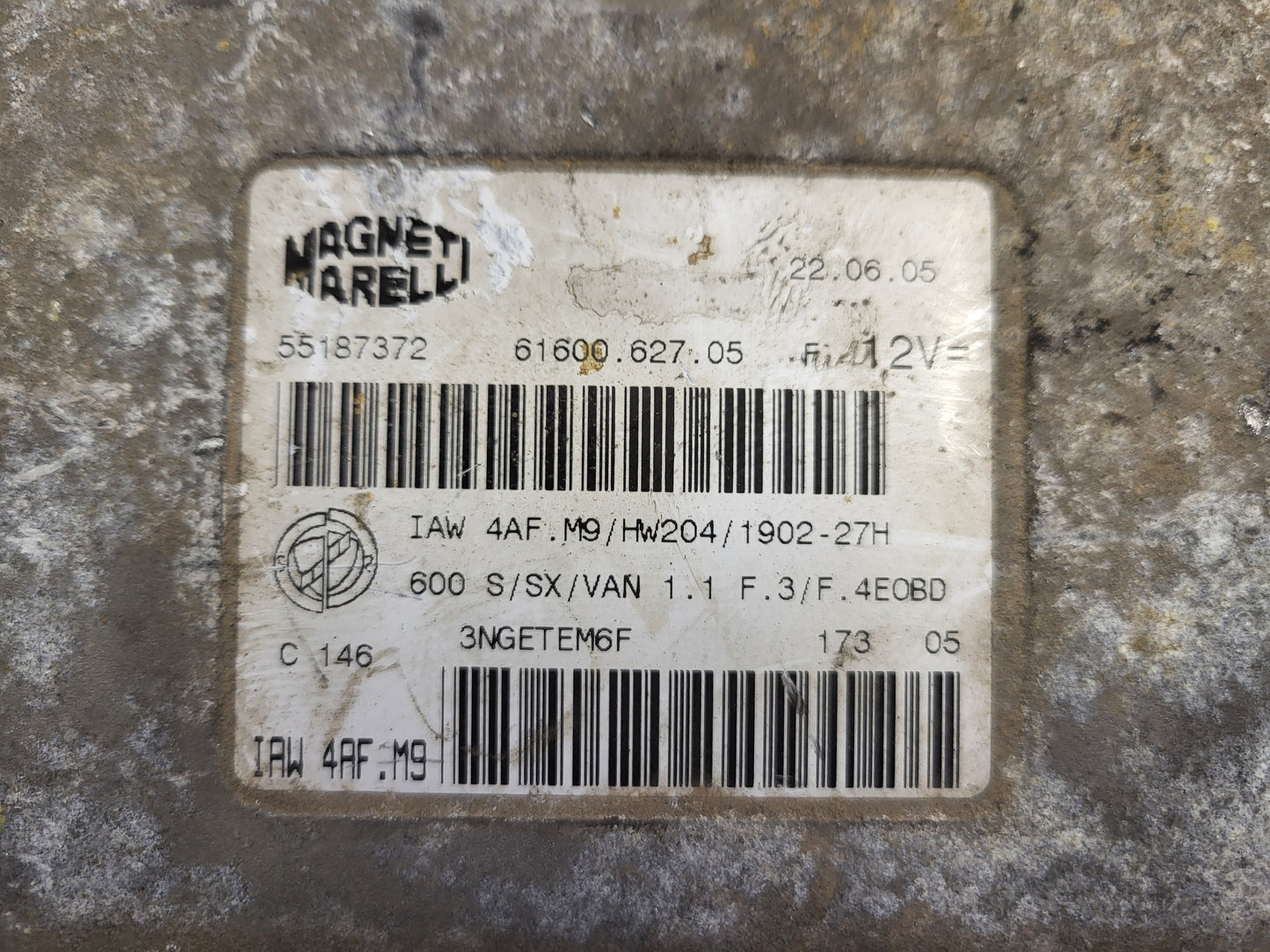 Fiat Seicento 600 ECU / 55187372 / IAW4AF.M9 / 61600.627.05 / MAGNETI MARELLI
