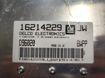 Opel ECU / 16214229 / D96020 / JW / BWPP / DELCO