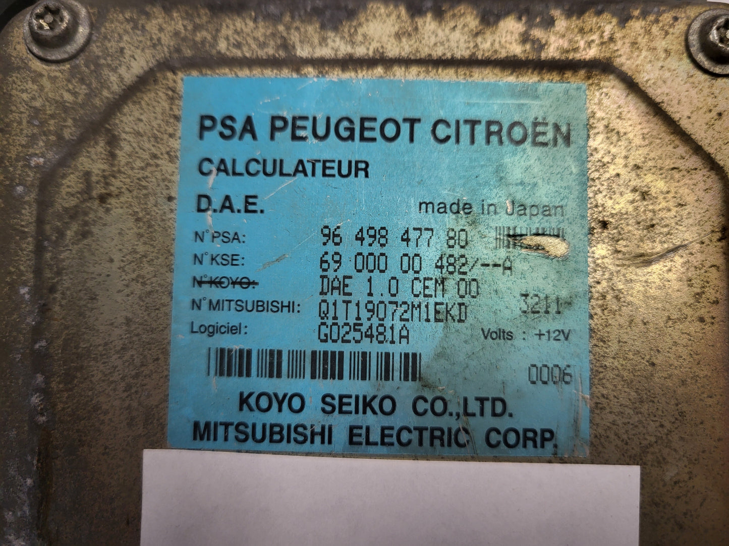 Peugeot Citroen Steering ECU / 9649847780 / 6900000482 / KOYO