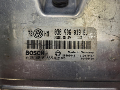VW ŠKODA VAG ECU / 038906019EJ / 0281010665 / EDC15P+ / 28SA5043 / 038906019