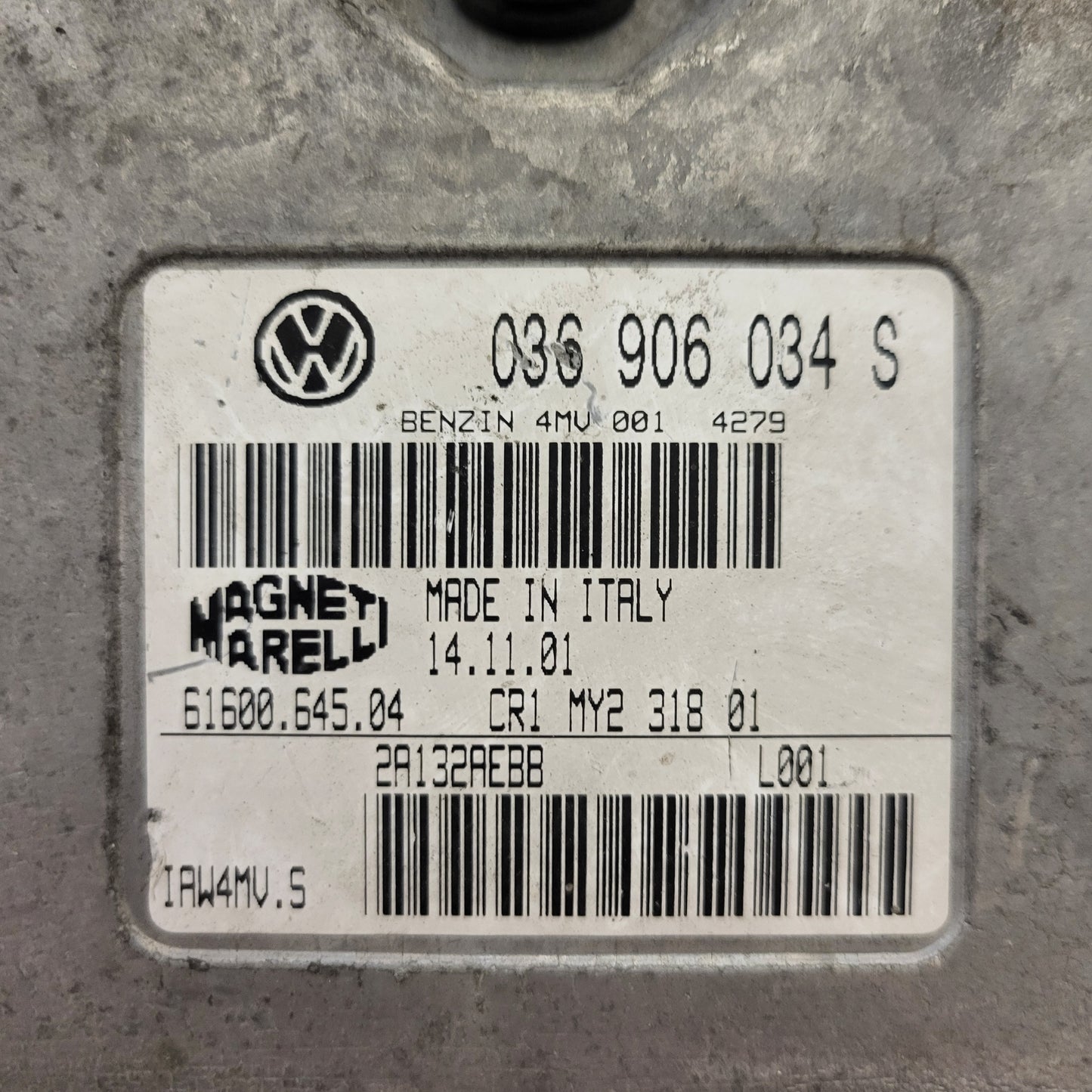 VW POLO ECU / 036906034S / 61600.645.04 / IAW4MV.S / MAGNETI MARELLI