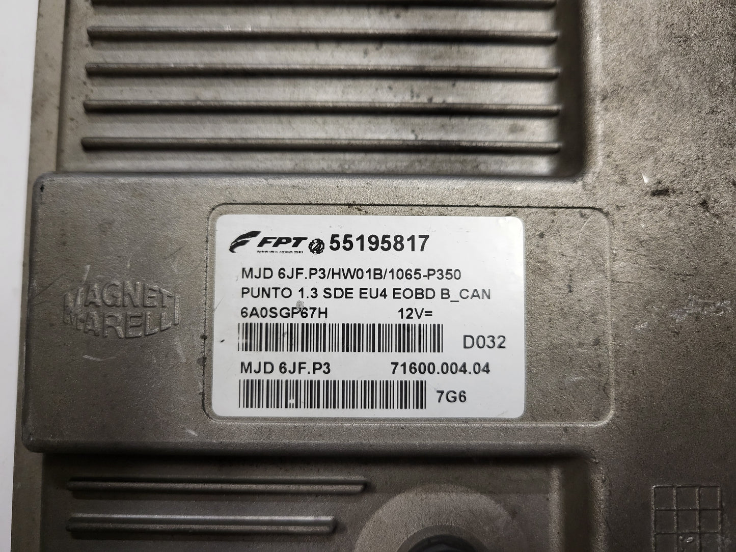 FIAT PUNTO ECU / MJD 6JF.P3 / 55195817 / HW1BM / 71600.053.00 / MAGNETI MARELLI
