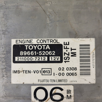 TOYOTA YARIS 1SZ-FE ECU / 89661-52062 / 211000-7212 / FUJITSU