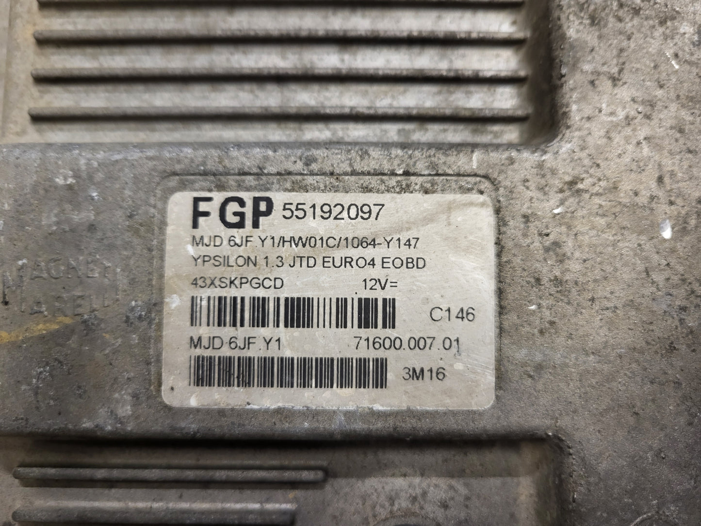 LANCIA YPSILON ECU / 55192097 / MJD 6JF.Y1 / HW01C / 71600.007.01