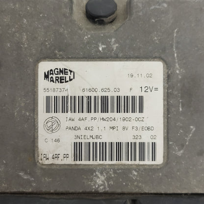 FIAT PANDA 1.1 ECU / 55187374 / IAW4AF.PP / HW204 / 61600.625.03 MAGNETI MARELLI