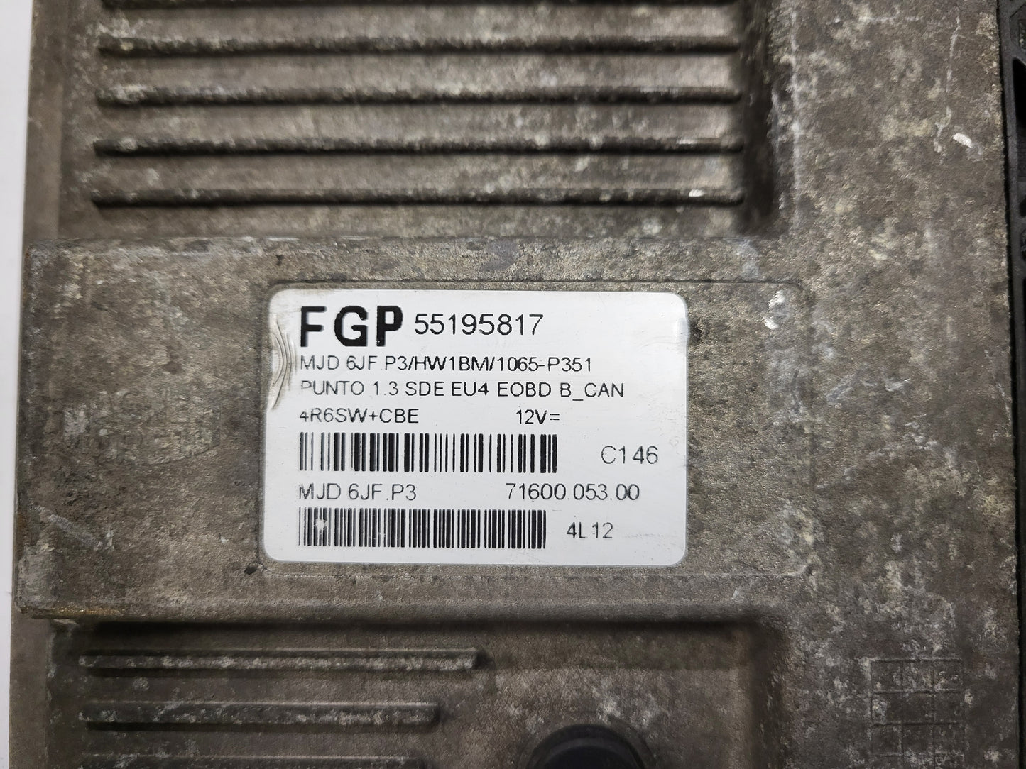 FIAT PUNTO ECU / MJD 6JF.P3 / 55195817 / HW1BM / 71600.053.00 / MAGNETI MARELLI