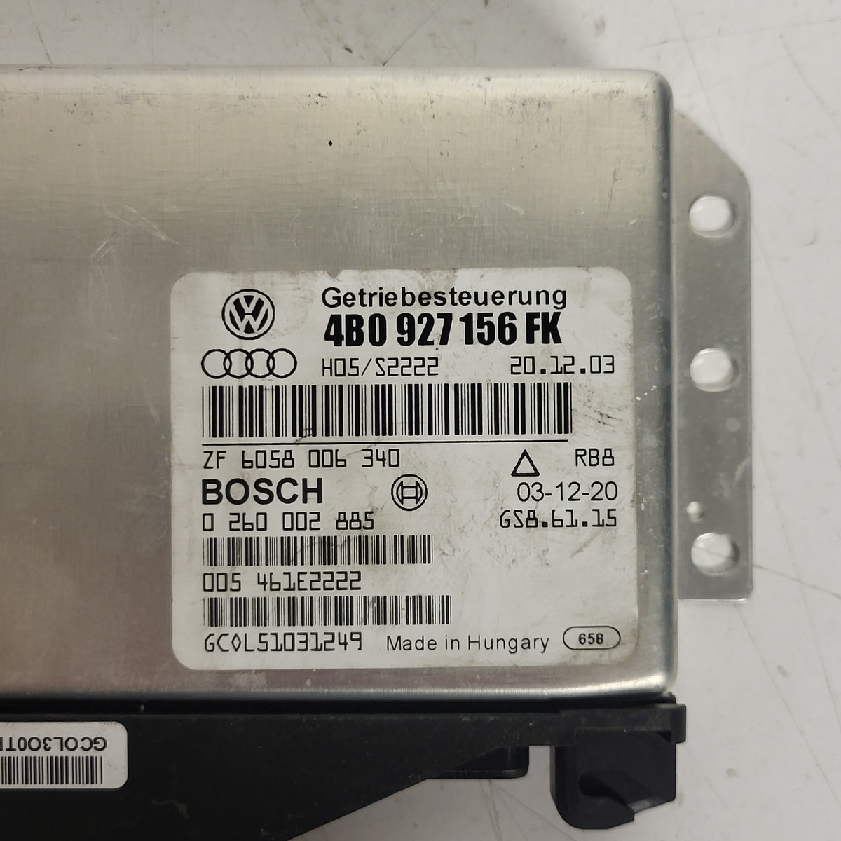 AUDI A6 C5 CAMBIO ECU / 4B0927156FK / 0260002885 / ZF6058006340 / BOSCH - B34-17 - 2