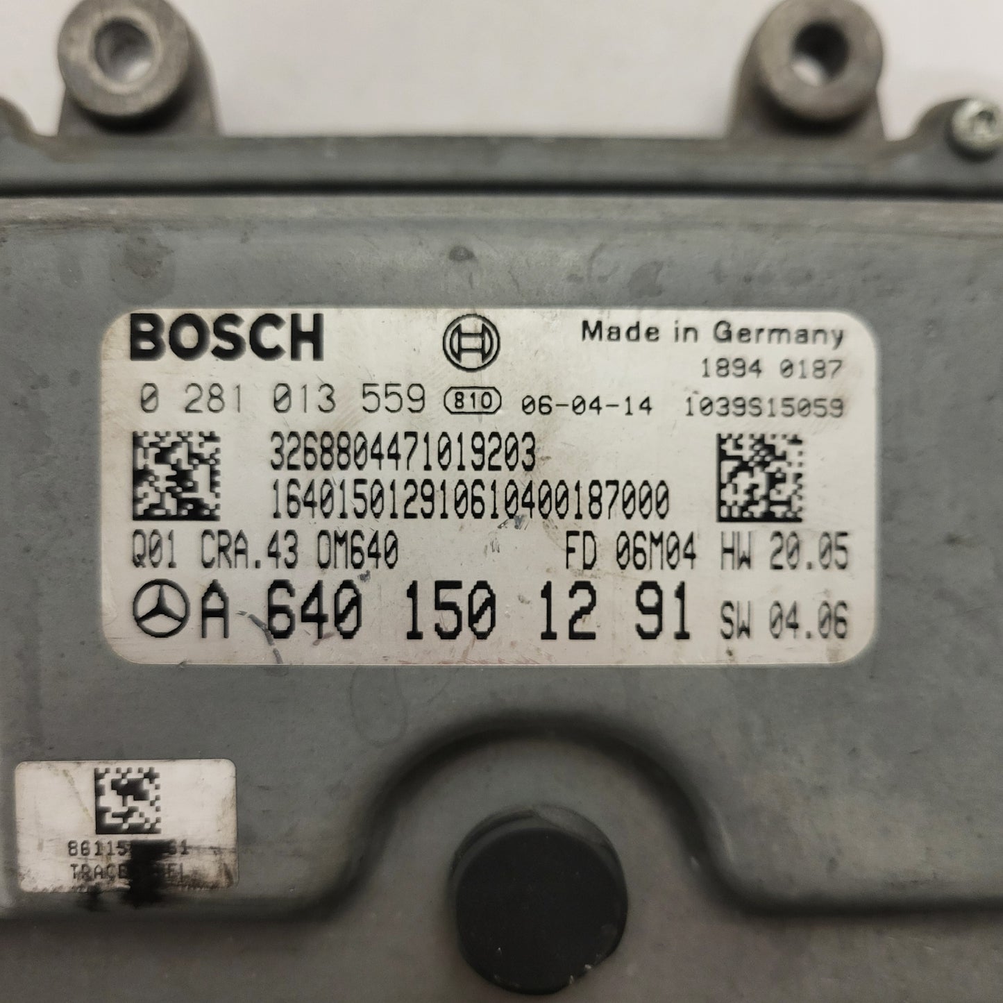 MERCEDES BENZ W169 ECU / 0281013559 / A6401501291 / CRA.43 / OM640 / BOSCH