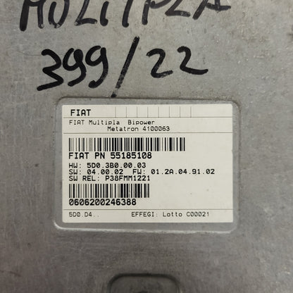 FIAT MULTIPLA BIPOWER ECU / 55185108 / 4100063 / 5D03B00003 / METATRON