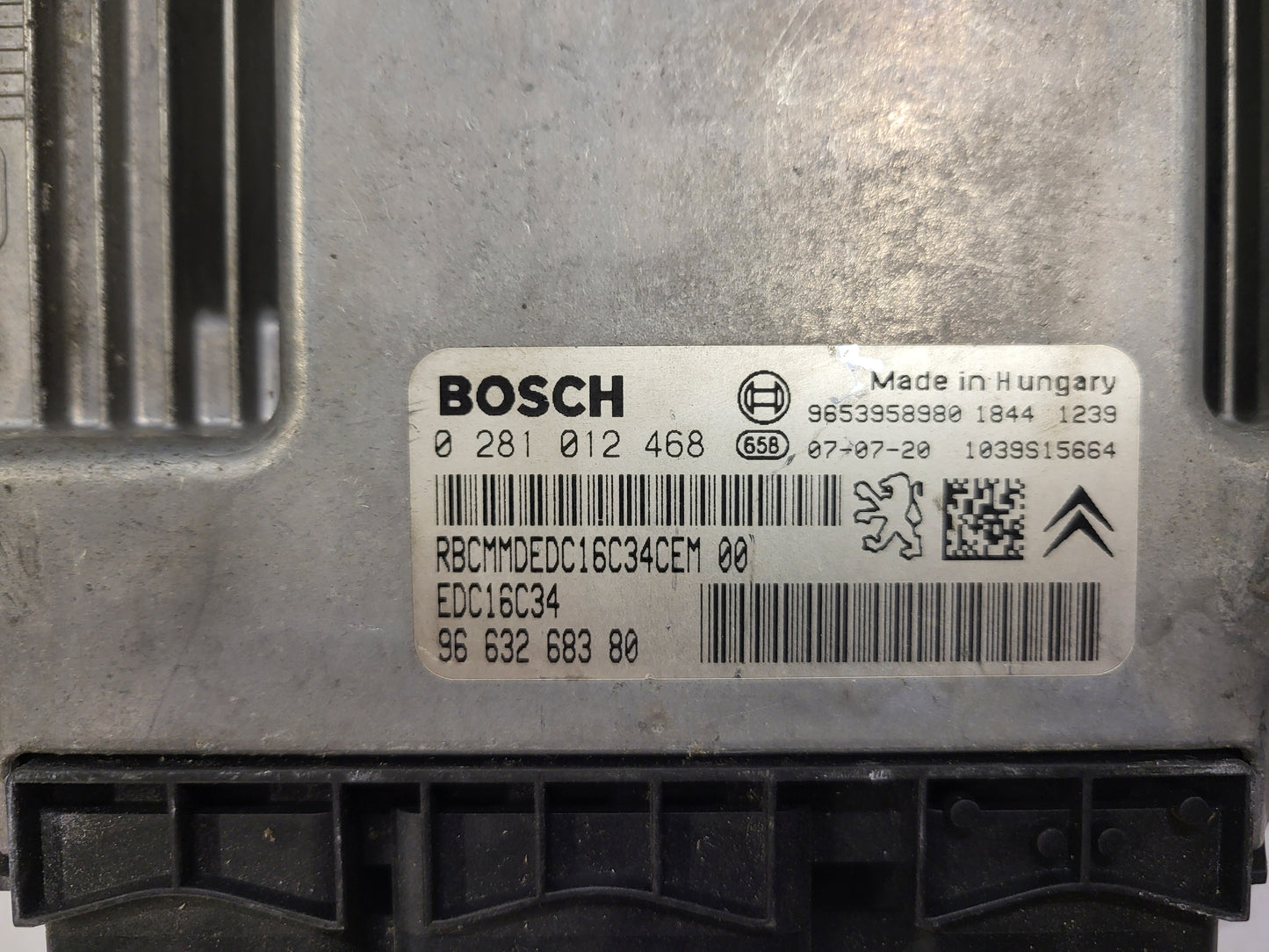 PEUGEOT CITROEN ECU / 0281012468 / 9663268380 / 9653958980 / EDC16C34 /BOSCH