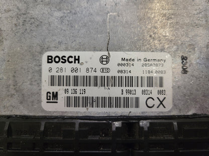 Opel Vectra ECU / 0281001874 / 09136119 / 28SA3873 / BOSCH