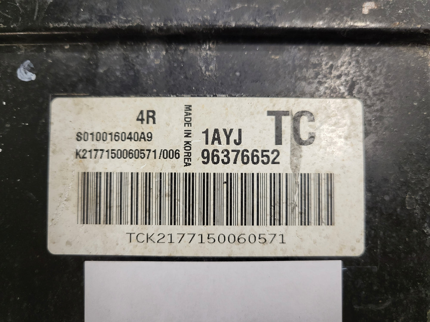 CHEVROLET KALOS ECU / S010016040 A9 / 96376652 / 1AYJ