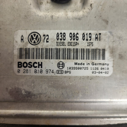 VW GOLF 4 TDI ECU / 038906019AT / 0281010974 / BOSCH